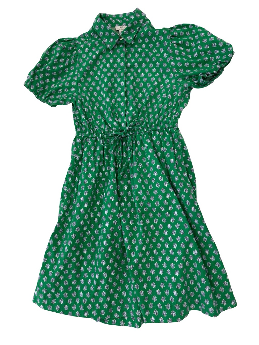 J. Crew Green Floral Tie-Waist Mini Dress - Picture 4 of 8